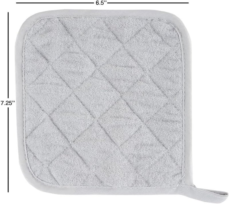 كيلا حاملات أواني مقاومة للحرارة للمطبخ، طقم حاملات أواني للفرن، مصنوعة من قماش تيري، 4 قطع،6.5"7.25x",، فضي ورمادي - Image 2